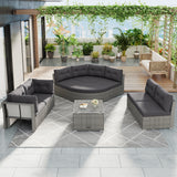 Patio Furniture Set Outdoor Furniture Daybed Rattan Sectional Furniture Set Patio Seating Group With Cushions and Center Table for Patio, Lawn, Backyard, Pool, Grey