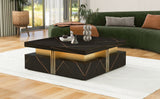 Modern Black Square Storage Coffee Table With 4 Drawers