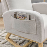 High Backrest Living Room Lounge Arm Rocking Chair with Two Side Pockets