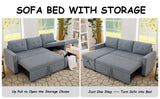 Pull Out Sectional Sofa with Storage Chaise