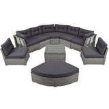 Patio Furniture Set Outdoor Furniture Daybed Rattan Sectional Furniture Set Patio Seating Group With Cushions and Center Table for Patio, Lawn, Backyard, Pool, Grey