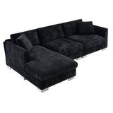 Sectional Sofa,L-shaped Luxury Couch Set with 2 Free pillows,4-seat Chenille