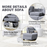 Sectional Sofa with Reversible Chaise Lounge, L-Shaped Couch with Storage Ottoman and Cup Holders