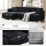 Sectional Sofa,L-shaped Luxury Couch Set with 2 Free pillows,4-seat Chenille