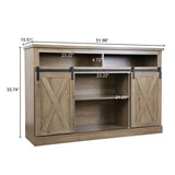 TV Stand Sliding Barn Door Farmhouse Wood Entertainment Center, Storage Cabinet