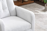 White Fabric Swivel Rocking Chair Gilder Chair With Pocket,White