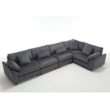 Dark Grey Oversized Modular Sectional Sofa Corduroy Upholstered