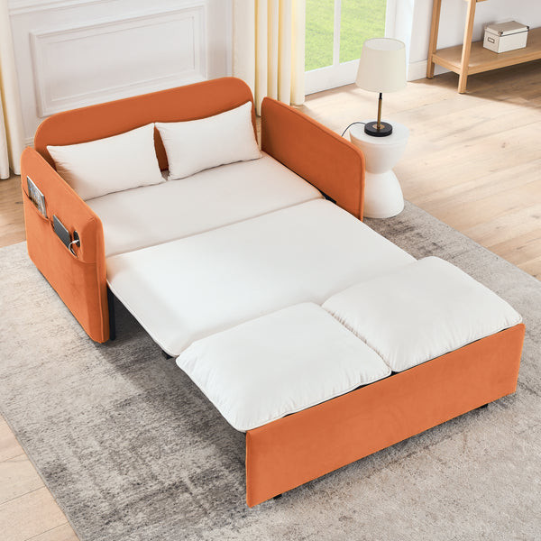 Convertible Sofa Bed w/2 Removable Armrests w/USB Power Port