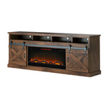 Devine Home Farmhouse 93 inch Electric Fireplace TV Stand for TVs up to 100 inches, Aged Whiskey Finish