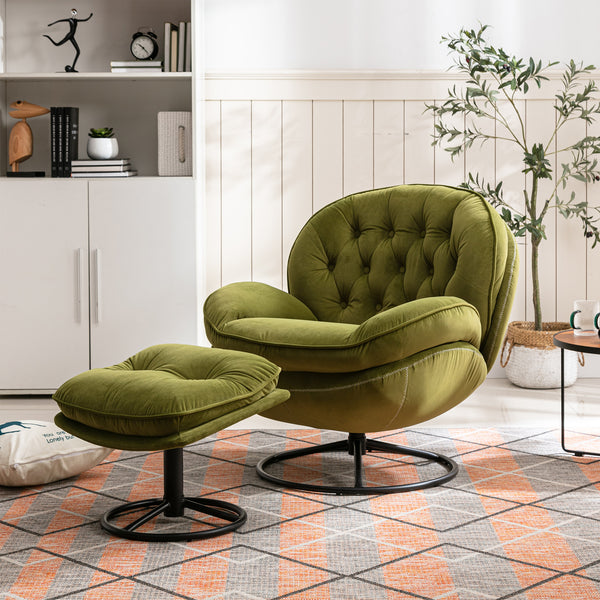 Accent chair  TV Chair  Living room Chair  with Ottoman-FRUIT GREEN