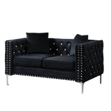 Black Velvet Sofa with Jeweled buttons