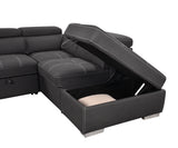 Pull Out Sectional Sofa with Adjustable Headrest Sleeper with Storage Ottoman