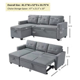 Pull Out Sectional Sofa with Storage Chaise