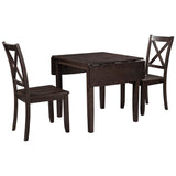 3-Piece Wood Drop Leaf Breakfast Nook Dining Table Set