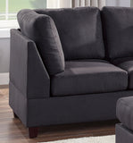 Contemporary 3pc Reversible Sectional Sofa Set W/ Ottoman Ebony Microfiber Cushion Sofa Chaise Ottoman Couch Pillows