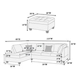 Contemporary 3pc Reversible Sectional Sofa Set W/ Ottoman Ebony Microfiber Cushion Sofa Chaise Ottoman Couch Pillows