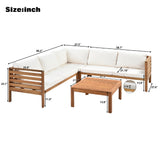 Wood Structure Outdoor Sofa Set with beige Cushions Exotic design Water-resistant and UV Protected texture High quality acacia wood Strong Metal Accessories