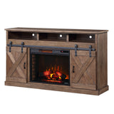 Devine Home Farmhouse 66 inch Electric Fireplace TV Stand for TVs up to 80 inches, Barnwood Finish