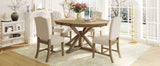 Natural Wood Style Dining Table Set with 4 Upholstered Chairs