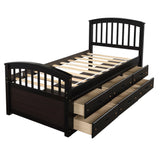 Twin Size Platform Storage Bed Solid Wood Bed with 6 Drawers