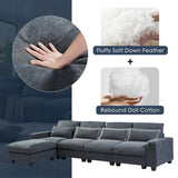 L-Shape Feather Filled Sectional Sofa - Dark Grey