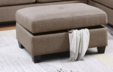 Contemporary 3-pcs Sectional Sofa Mocha Dorris Fabric Cushion Sofa Chaise Ottoman Reversible Couch Pillows