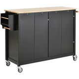 Black Kitchen Island Cart with Solid Wood Top