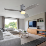 Low Profile Ceiling Fan With Lights 3 Carved Wood Fan Blade Noiseless Reversible Motor Remote Control With Light