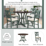 5-Piece Round Dining Table and 4 Fabric Chairs