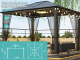 10x12 Hardtop Metal Gazebo,Heavy Duty Pergola with Mosquito Nets,Galvanized Steel&Polycarbonate Roof,Sturdy Outdoor Canopies Tent,Suitable for Gardens,Patio,Backyard