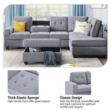 Sectional Sofa with Reversible Chaise Lounge, L-Shaped Couch with Storage Ottoman and Cup Holders