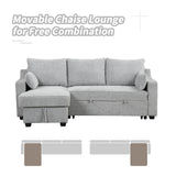 Pull Out Sleeper Sofa L-Shaped Couch Convertible Sofa Bed with Storage Chaise, Storage Racks and USB Ports