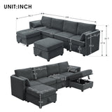 Grey Chenille Modular Sectional Sofa