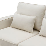 Upholstered Sofa with Console, 2 Cupholders and 2 USB Ports