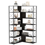 7-Tier Bookcase Home Office Bookshelf L-Shaped Corner