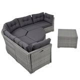 Patio Furniture Set Outdoor Furniture Daybed Rattan Sectional Furniture Set Patio Seating Group With Cushions and Center Table for Patio, Lawn, Backyard, Pool, Grey