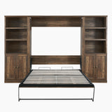 Full Size Half Self-Close and Open Murphy Bed Brown