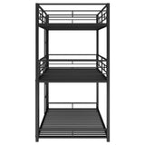 Black Metal Twin Size Triple Bunk Bed