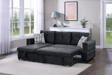 Pull Out Black Velvet Convertible Sectional Sofa