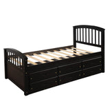 Twin Size Platform Storage Bed Solid Wood Bed with 6 Drawers