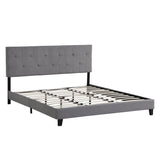 King Size Upholstered Platform Bed Frame with Button Tuft