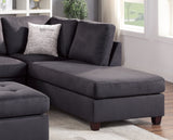 Contemporary 3pc Reversible Sectional Sofa Set W/ Ottoman Ebony Microfiber Cushion Sofa Chaise Ottoman Couch Pillows