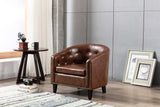 Leather Tufted Barrel ChairTub Chair for Living Room Bedroom Club Chairs