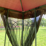 Brown 10x10 Outdoor Patio Gazebo Canopy Tent With Ventilated Double Roof - mesh screen