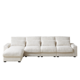 Corduroy Sofa wi Cup Holder Super Large L-Shaped Sofa with USB Port