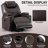 Recliner Chair for Elderly with 8-Point Vibration Massage and Lumbar Heating, Two Cup Holders and USB Charge Port