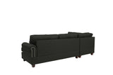 Contemporary 3-pcs Sectional Sofa Ash Black Polyfiber Cushion Sofa Chaise Ottoman Reversible Couch Pillows