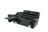 Black Plush Reclining Leather Sofa