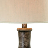 Aine 29 Inch Hydrocal Table Lamp, Drum Shade, Urn Shaped Base, Slate Gray