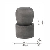 Grey Heavy Outdoor Cement Fountain Urn Design Water feature For Home Garden, Lawn, Deck & Patio